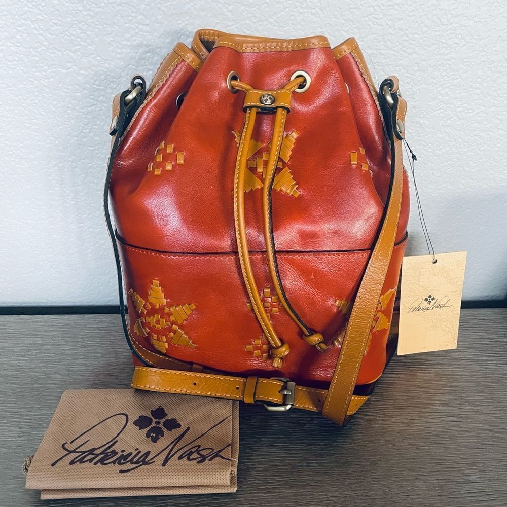 Patricia Nash Brindisi Koi Orange Bucket Bag Purse